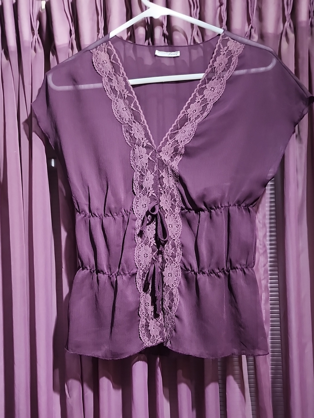 Jump Sheer Purple Sleeveless Top S